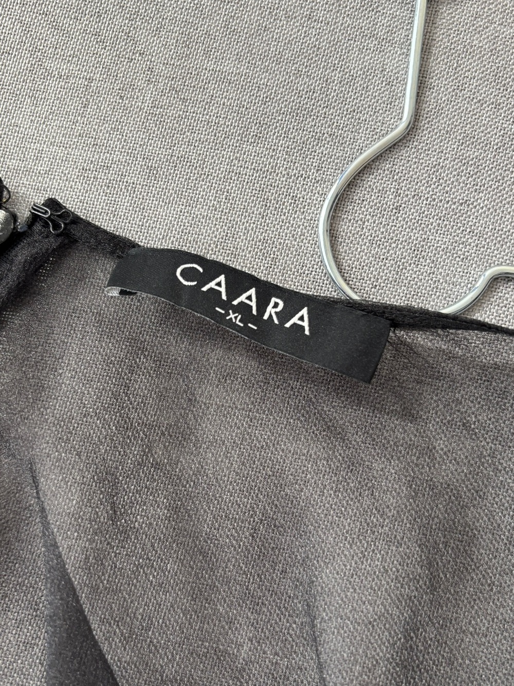 CAARA Melody High Neck Organza Tie Neck Tiered Hem Dress Black - Picture 5 of 7